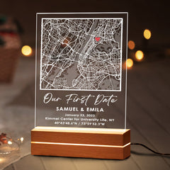 Personalised Valentine Gifts for Husband | Custom Map Plaque Led Night Light