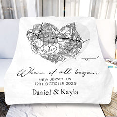 Personalized Valentines Gifts for Husband | Custom Name Blanket With Map