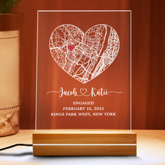 Personalized Valentine’s Day Gift for Husband | Custom Map Plaque Led Night Light