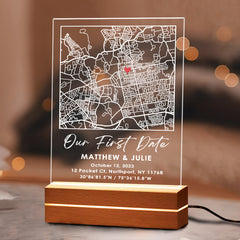 Personalized Gifts for Husband Valentines | Custom Map Plaque Led Night Light
