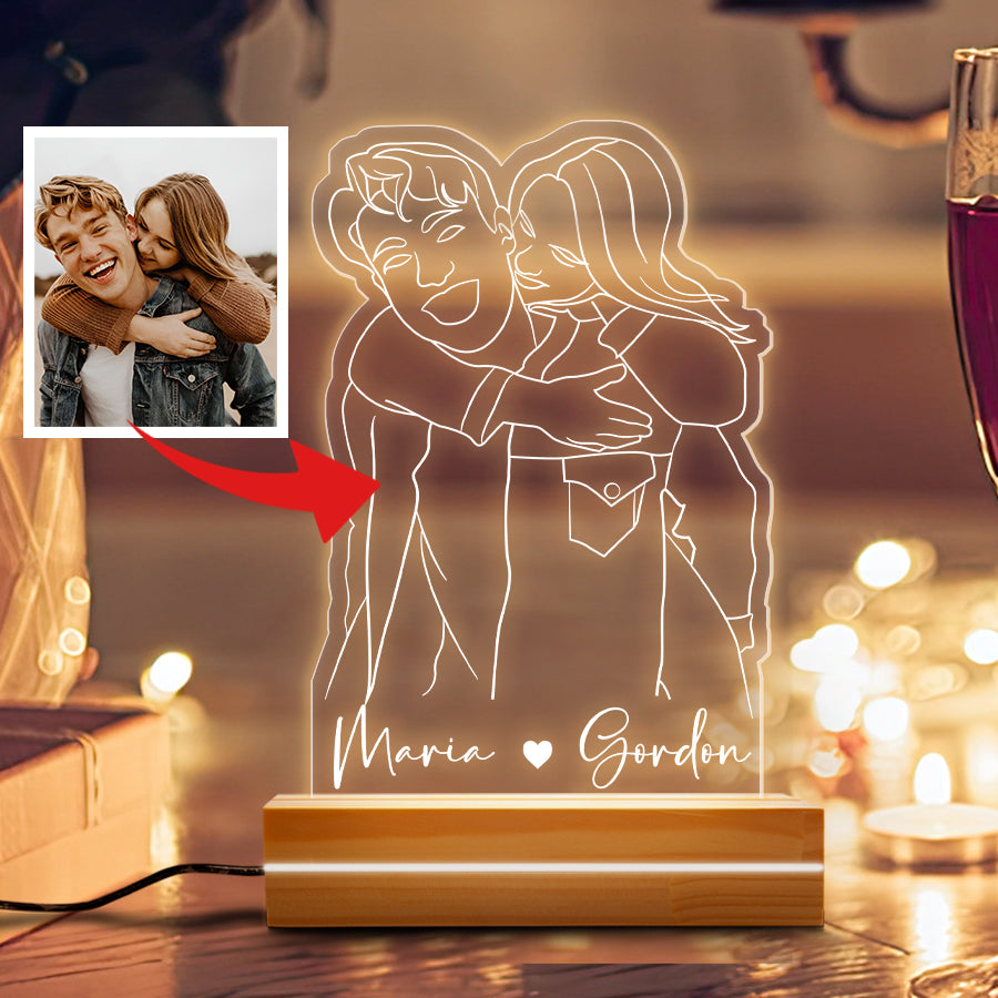 Custom Valentines Gifts for Boyfriend | Custom Photo Acrylic Plaque Led Night Light