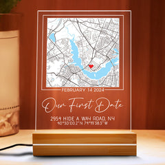 Custom Valentines Gifts for Him | Our First Date Customized Map Led Night Light