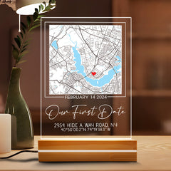 Custom Valentines Gifts for Him | Our First Date Customized Map Led Night Light