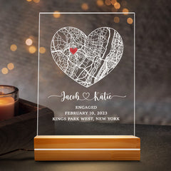 Custom Valentines Gifts for Him | Custom Map Acrylic Plaque Led Night Light