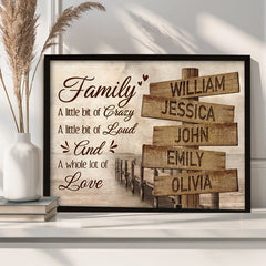 Custom Valentines Gifts for Him | Family a Little Bit of Crazy Sign Canvas Prints