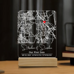 Custom Valentines Gifts for Him | Our First Date Custom Map Led Night Light