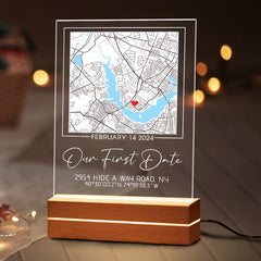 Custom Valentines Gifts for Him | Our First Date Customized Map Led Night Light