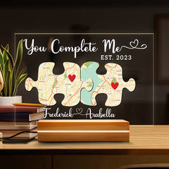 Customized First Valentine’s Day Gift for Boyfriend | Custom Map Acrylic Plaque Night Light