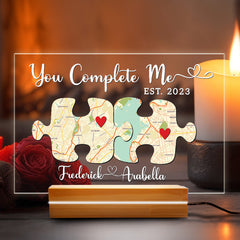 Customized Valentine Gifts for Him | You Complete Me Sign Custom Map Led Night Light