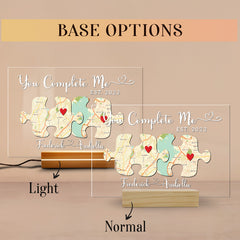 Customized Valentine Gifts for Him | You Complete Me Sign Custom Map Led Night Light