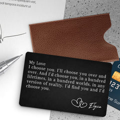 Customized Valentine Gifts | Personalised Valentines Gifts for Him | Personalized Metal Card for Wallet
