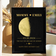 First Mothers Day Gift | Custom Moon Phase By Date Mothers Day Canvas