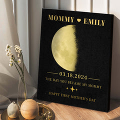First Mothers Day Gift | Custom Moon Phase By Date Mothers Day Canvas