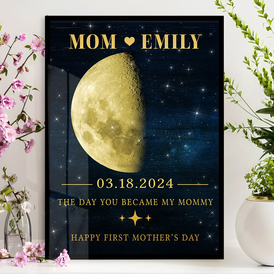 First Mothers Day Gift | Custom Moon Phase Canvas Wall Art