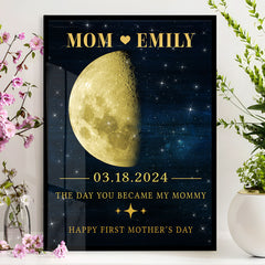First Mothers Day Gift | Custom Moon Phase Canvas Wall Art