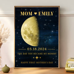 First Mothers Day Gift | Custom Moon Phase Canvas Wall Art