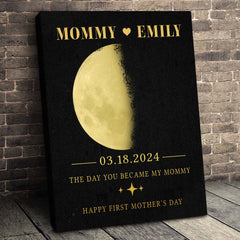 First Mothers Day Gift | Custom Moon Phase By Date Mothers Day Canvas