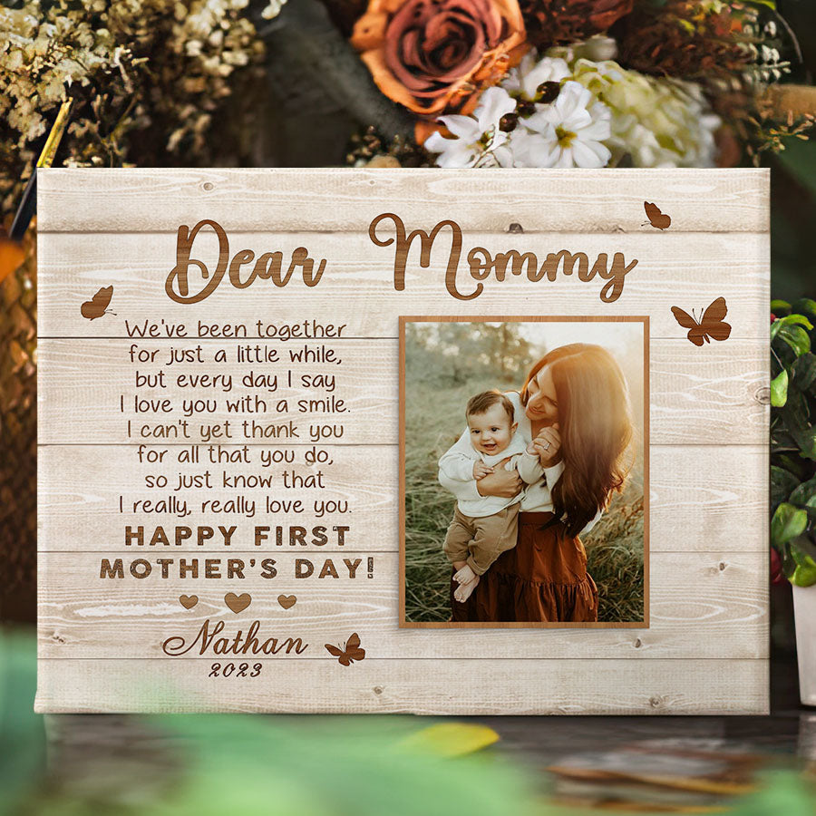 First Time Mothers Day Gift | Dear Mommy Custom Photo Canvas Mothers Day Gift