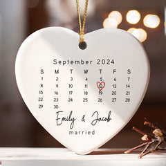Married Ornament | Heart Calendar Ornament for Bride