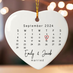 Married Ornament | Heart Calendar Ornament for Bride