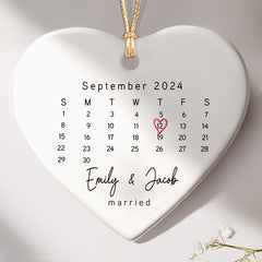 Married Ornament | Heart Calendar Ornament for Bride
