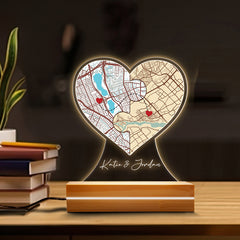 Mens Personalized Valentines Gifts | Customized Map Acrylic Plaque Led Night Light