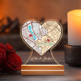 Mens Personalized Valentines Gifts | Customized Map Acrylic Plaque Led Night Light