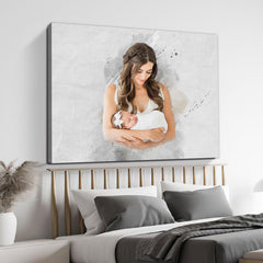 Mothers Day Gift For New Mom | Custom Watercolor Canvas Painting For Mother’s Day