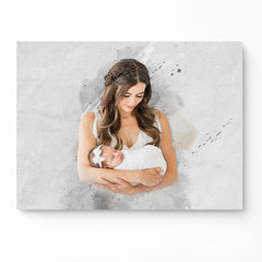 Mothers Day Gift For New Mom | Custom Watercolor Canvas Painting For Mother’s Day