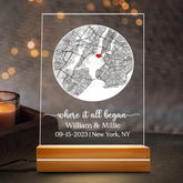 Personal Valentines Gifts for Him | Custom Map Acrylic Plaque Night Light Led