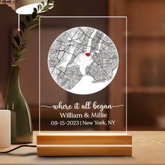 Personal Valentines Gifts for Him | Custom Map Acrylic Plaque Night Light Led