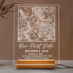 Personalised Boyfriend Valentines Gifts | Our First Date Custom Map Led Night Light
