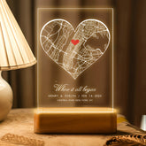 Personalised Valentines Gifts for Him | Customized Map Acrylic Plaque Led Night Light