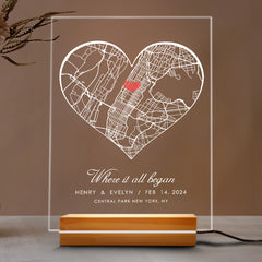 Personalised Valentines Gifts for Him | Customized Map Acrylic Plaque Led Night Light