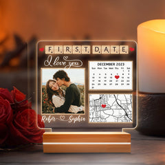 Personalised Valentines Gifts for Him | Our First Date Custom Photo Plaque