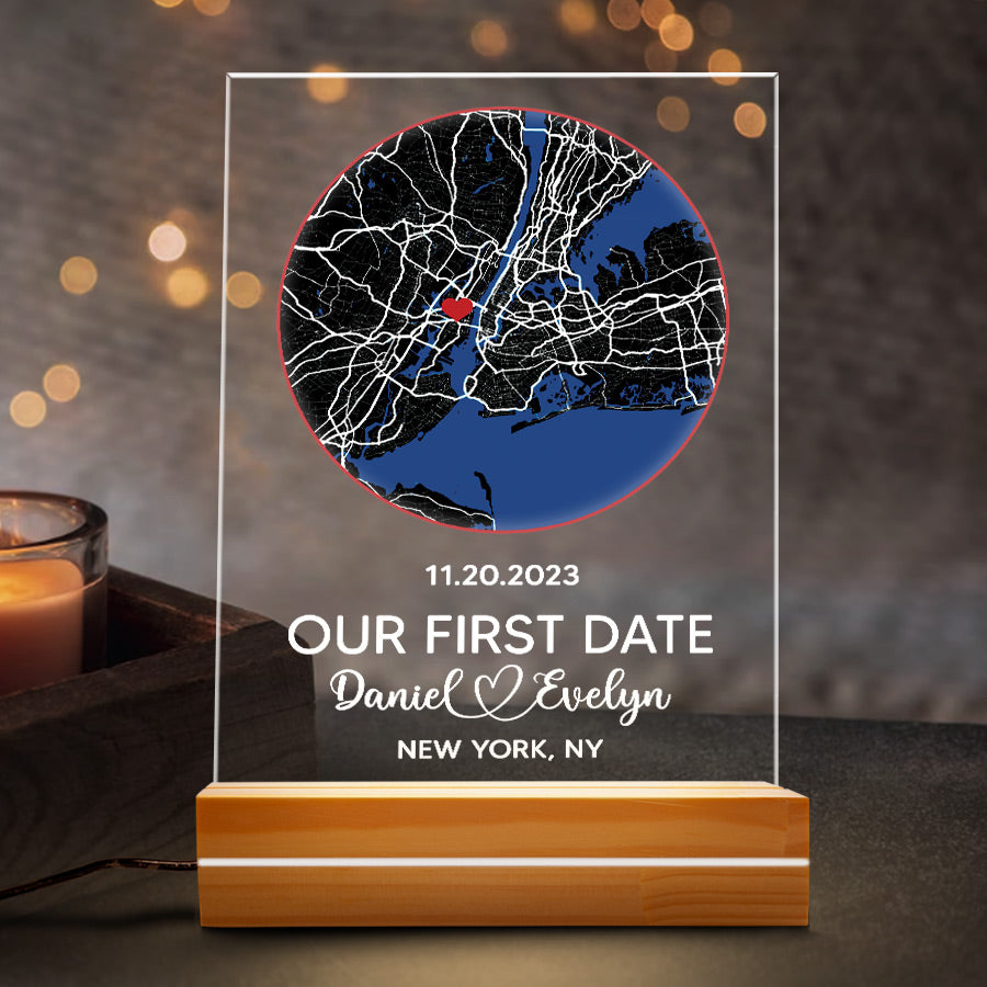 Personalized Gifts for Him for Valentine’s Day | Custom Map Acrylic Plaque Led Night Lights