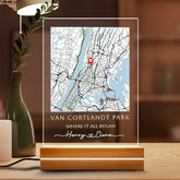 Personalized Gifts for Men Valentines Day | Custom Map Acrylic Plaque Led Night Light