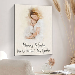 Personalized Gifts For New Mom | Watercolor Photo Canvas For 1st Mother’s Day