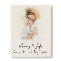 Personalized Gifts For New Mom | Watercolor Photo Canvas For 1st Mother’s Day