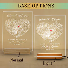 Personalized Mens Valentines Gifts | Custom Map Acrylic Plaque Led Night Light