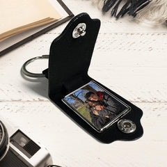 Personalized Valentine Gift for Him | Custom Leather Keychain