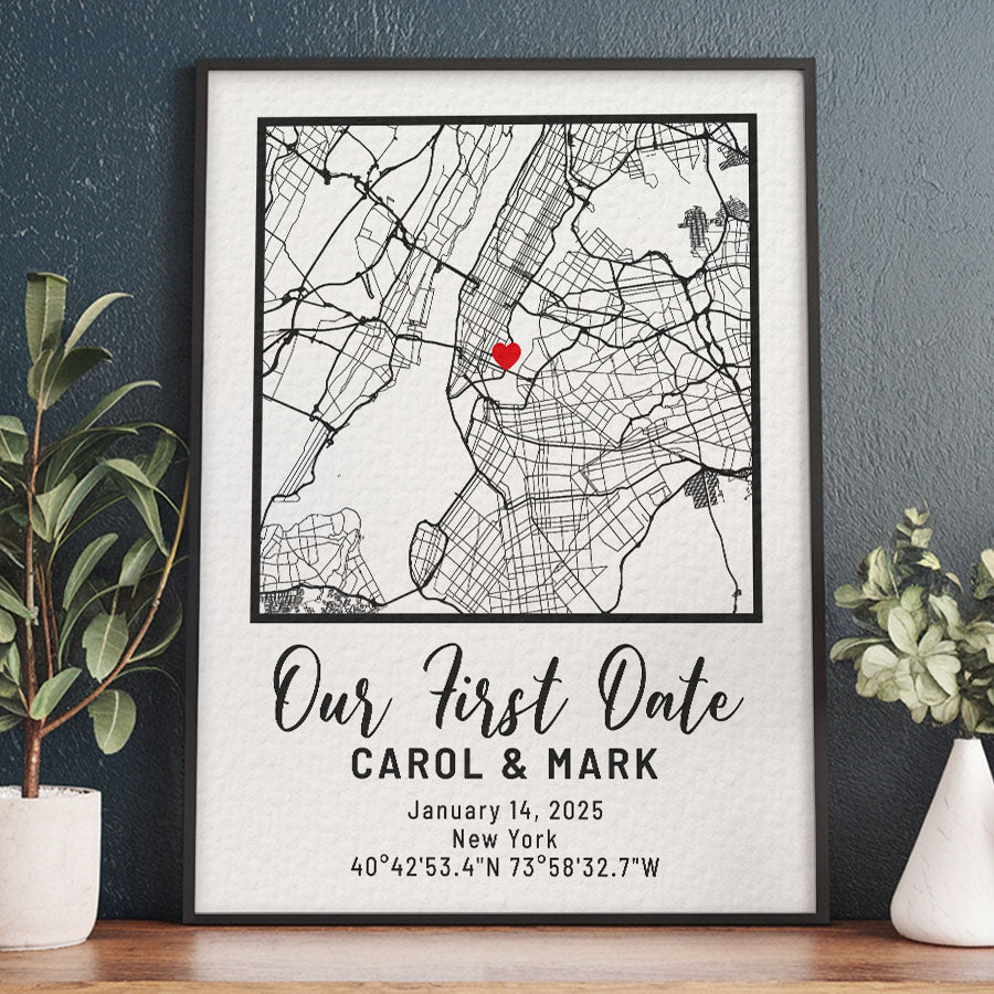 Personalized Valentine’s Day Gift for Husband | Custom Map Print
