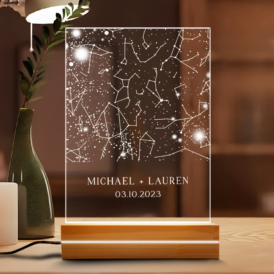 Personalized Valentine’s Day Gifts for Him | Custom Star Map Plaque Led Night Light