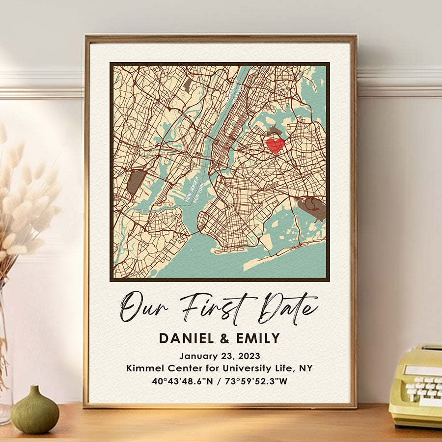 Personalized Valentine’s Day Gifts for Husband | Custom Map Printed Canvas