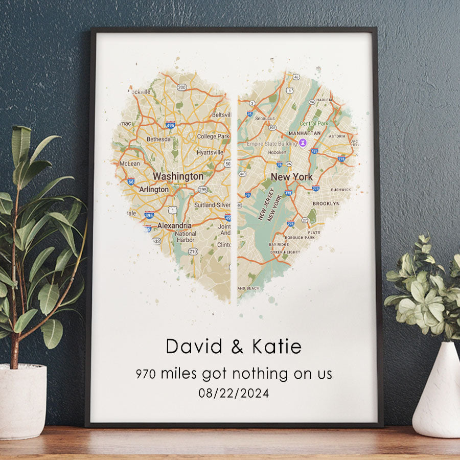 Personalized Valentines Gift for Husband | Map Valentine