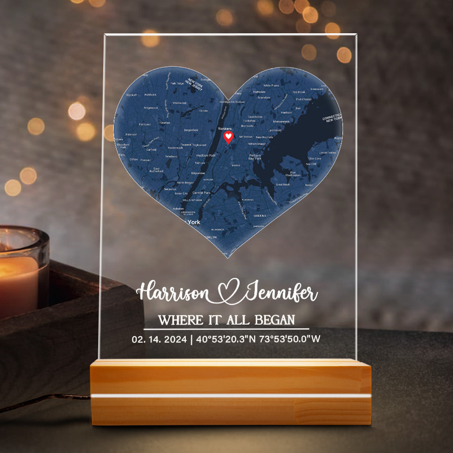 Personalized Valentines Gifts for Him | Custom Map Acrylic Plaque