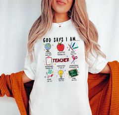 Teacher God Says I Am Shirt, Teacher Bible Verse Shirt