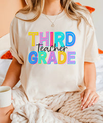 Custom Retro Comfort Colors Third Grade Teacher Shirt