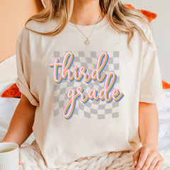 Third Grade Retro Rainbow Teacher Shirt