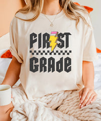 Retro Comfort Color First Grade Teacher Shirt